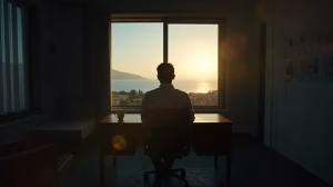 Home 12 Agence immobilière à Saidia : agent immobilier seul dans son bureau face à la mer — pourquoi acheter directement chez un promoteur à Saidia en 2026